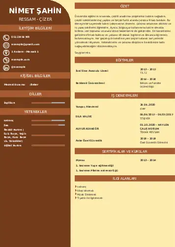 Ressam Cv Örnekleri cv indir